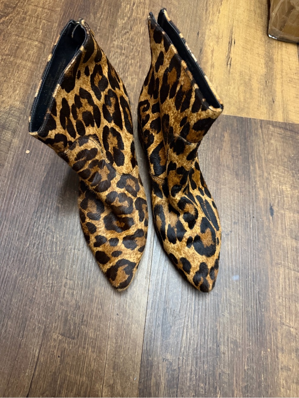 Karl Lagerfeld Leopard-Print Pointed Ankle Boots in Brown and Black